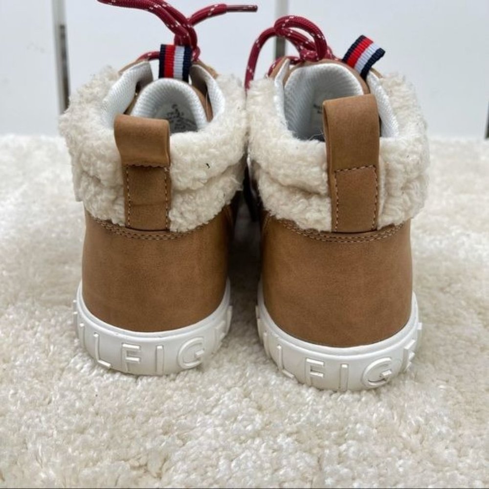 Tommy Hilfiger Jael Brown Shearling Trim High-Top Lace-Up Sneakers Size 9M - Picture 5 of 8